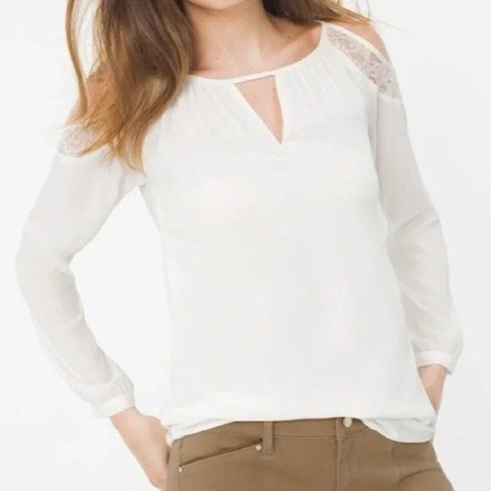 White House Black Market Womens Cold Shoulder Lace White sz XS New Retails $88